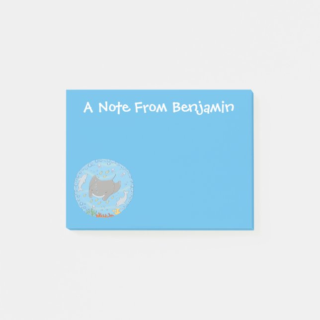 Bloco De Notas Ilustração de desenho animado de manta-branca e bo (Frente)