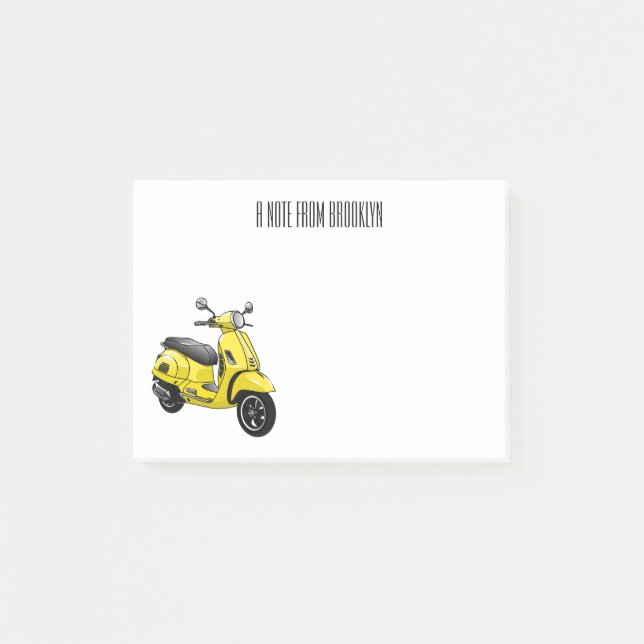 Bloco De Notas Ilustração de desenho animado de motocicleta (Frente)