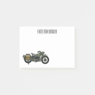 Bloco De Notas Ilustração de desenho animado de motocicleta milit