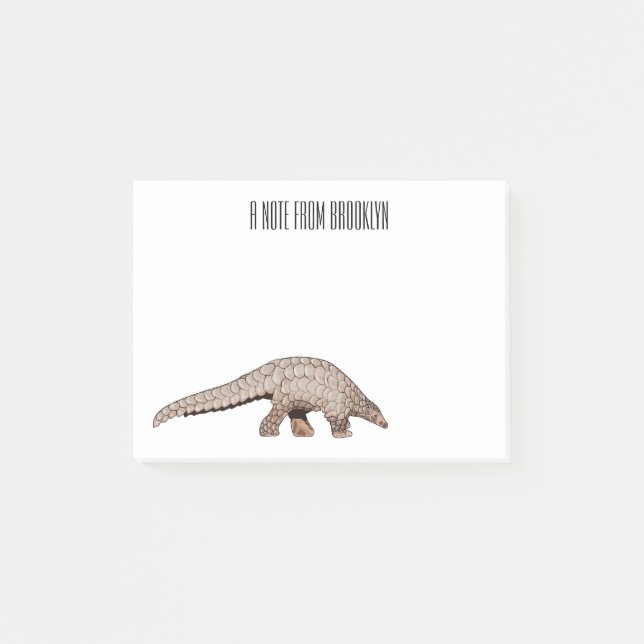 Bloco De Notas Ilustração de desenho animado de Pangolin (Frente)