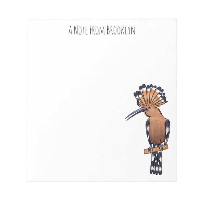 Bloco De Notas Ilustração de desenho animado de pássaros-hópoe-as (Frente)