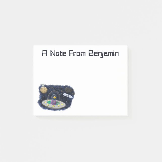 Bloco De Notas Ilustração de desenho animado de peixe espacial uf (Frente)