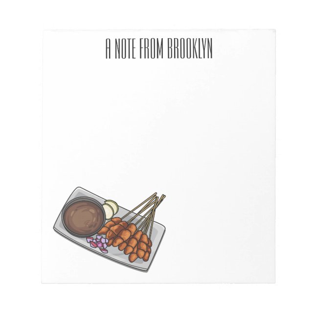 Bloco De Notas Ilustração de desenho animado de Satay (Frente)