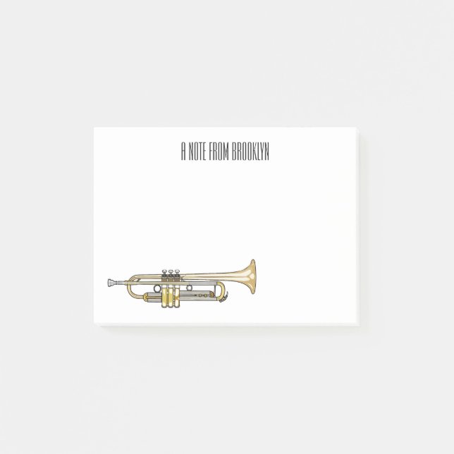 Bloco De Notas Ilustração de desenho animado de trompete (Frente)