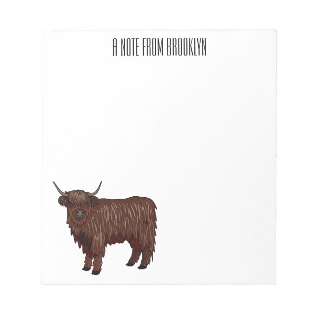Bloco De Notas Ilustração de desenho animado de vaca das Terras A (Frente)