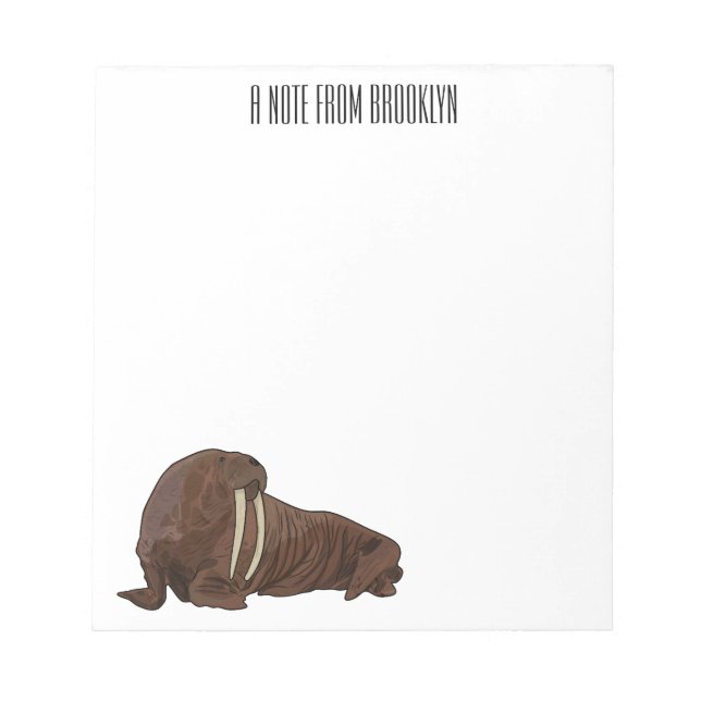 Bloco De Notas Ilustração de desenho animado de Walrus (Frente)