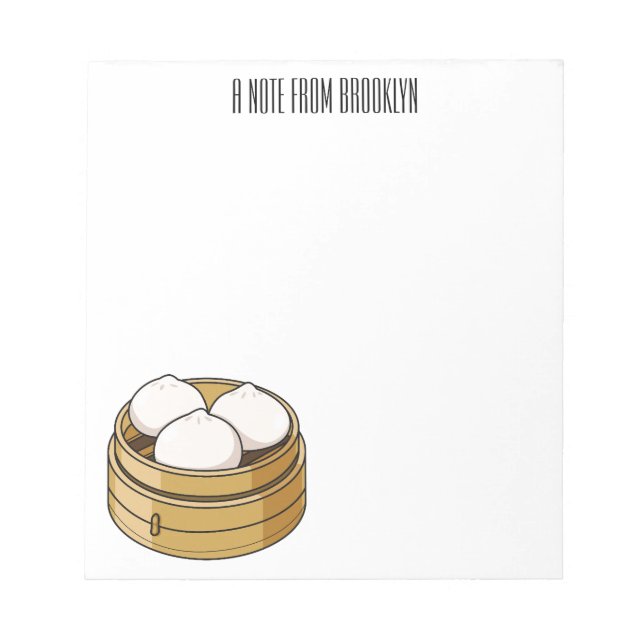 Bloco De Notas Ilustração de desenho animado Dim sum (Frente)