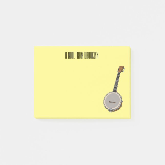 Bloco De Notas Ilustração de desenho animado do Banjo (Frente)