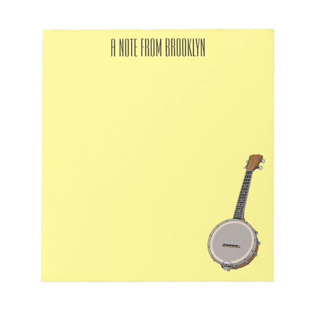 Bloco De Notas Ilustração de desenho animado do Banjo (Frente)