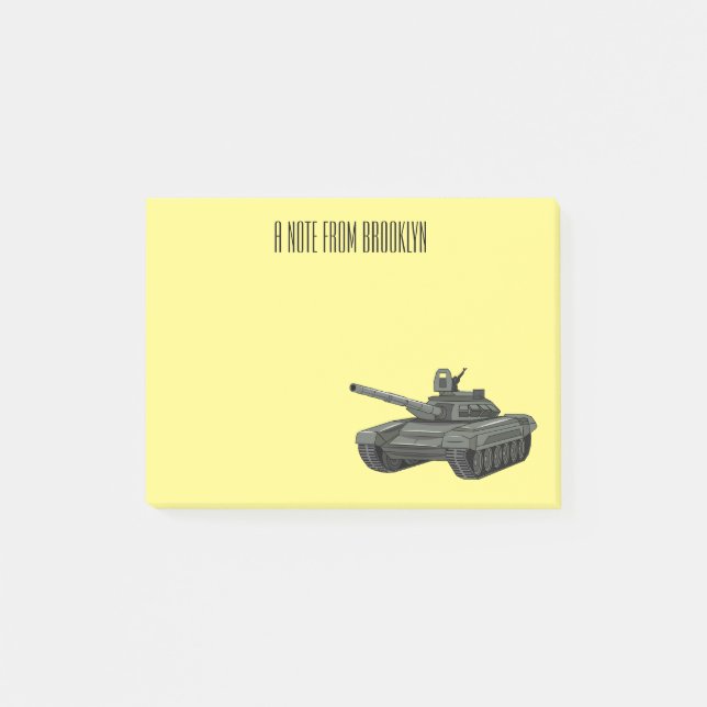 Bloco De Notas Ilustração de desenho animado do Tanque (Frente)