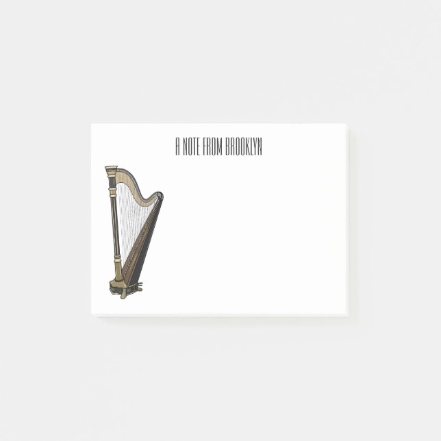 Bloco De Notas Ilustração de desenho animado Harp (Frente)