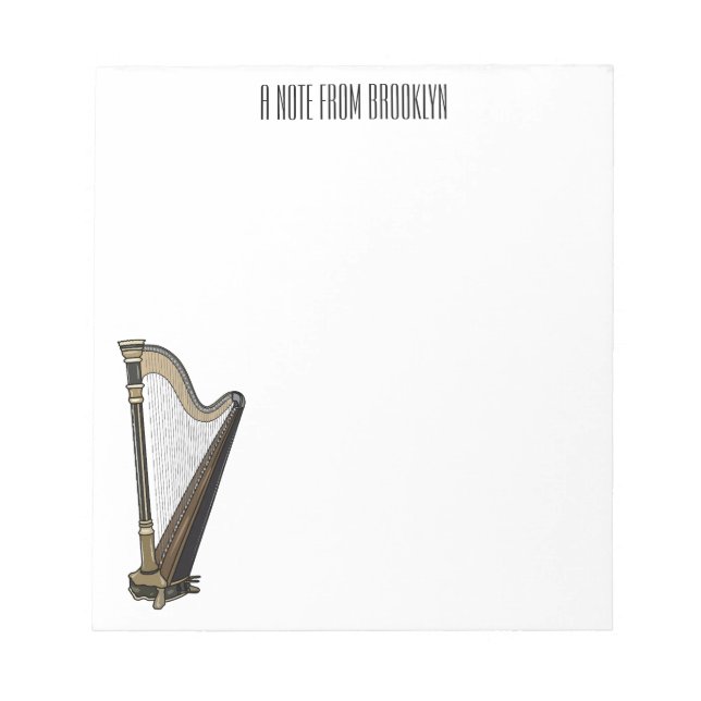 Bloco De Notas Ilustração de desenho animado Harp (Frente)