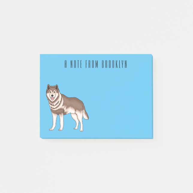 Bloco De Notas Ilustração de desenho animado siberiano husky (Frente)