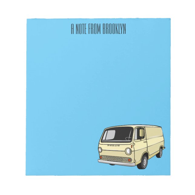 Bloco De Notas Ilustração de desenho da van clássica (Frente)