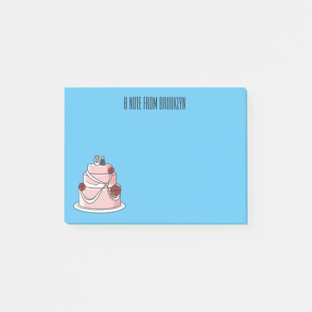 Bloco De Notas Ilustração de desenho de bolo de casamento (Frente)