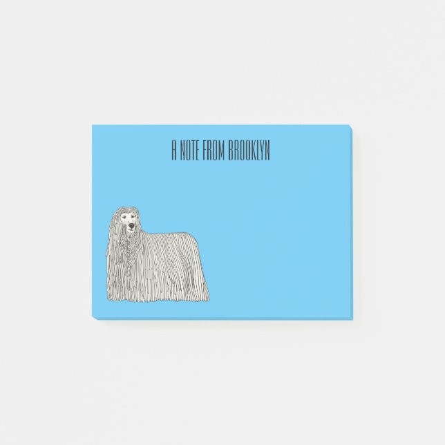 Bloco De Notas Ilustração de desenho de cães Komondor (Frente)