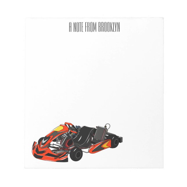 Bloco De Notas Ilustração de desenho de corrida de Kart (Frente)