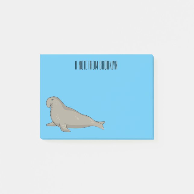 Bloco De Notas Ilustração de desenho do selo elefante (Frente)