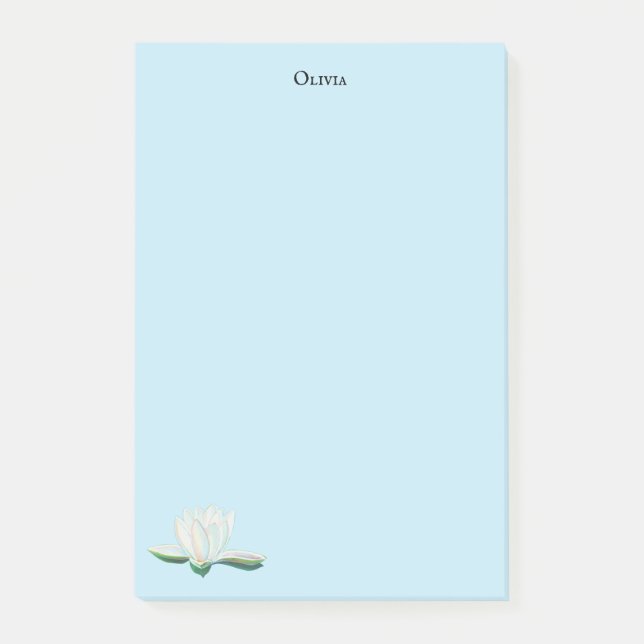 Bloco De Notas Ilustração de Flor de Lotus Branco Personalizada (Frente)