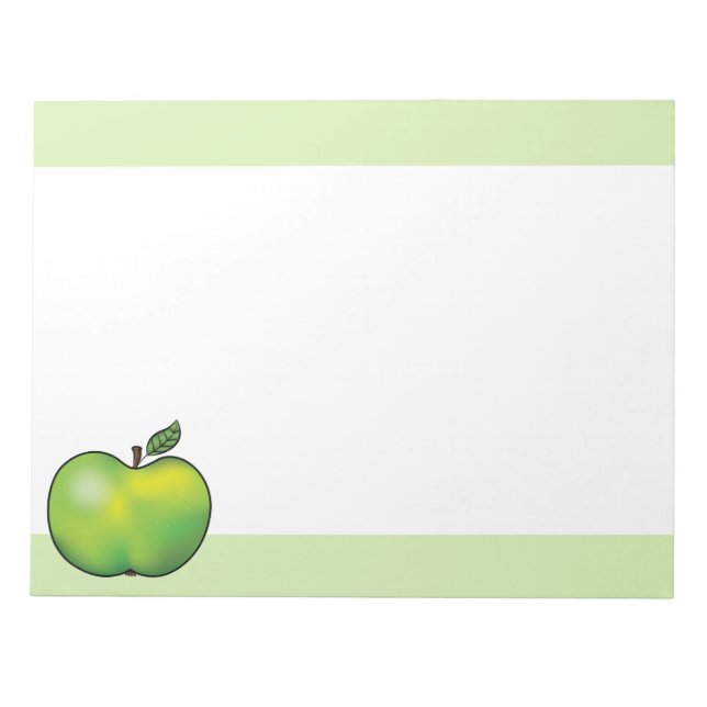 Bloco De Notas Ilustração de Fruta de Maçã de Desenho Verde (Frente)