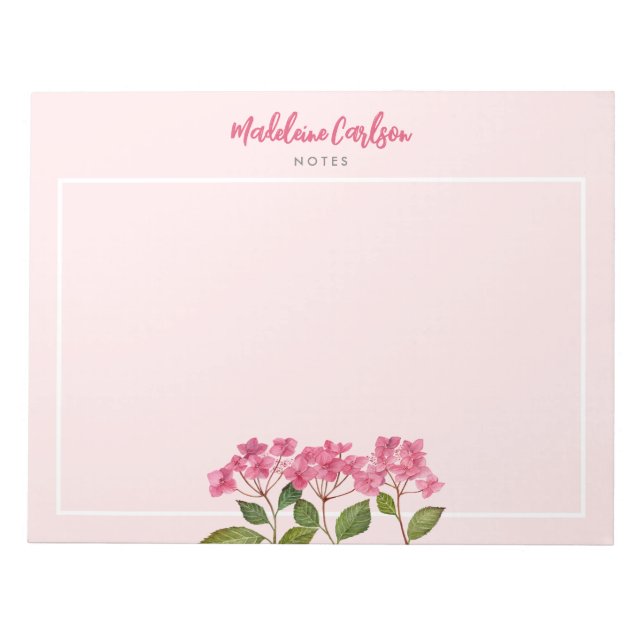 Bloco De Notas Ilustração de Lacecaps de Hydrangea Pink de Aquare (Frente)