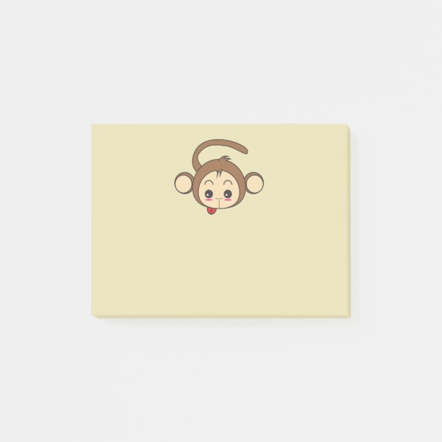 Bloco De Notas Ilustração de macaco Kawaii Cute (Frente)