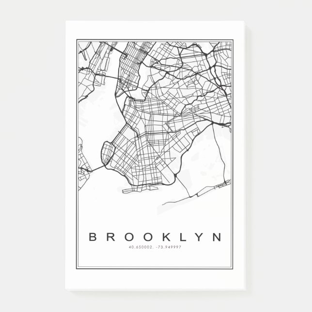 Bloco De Notas Ilustração de Mapa do Brooklyn (Frente)