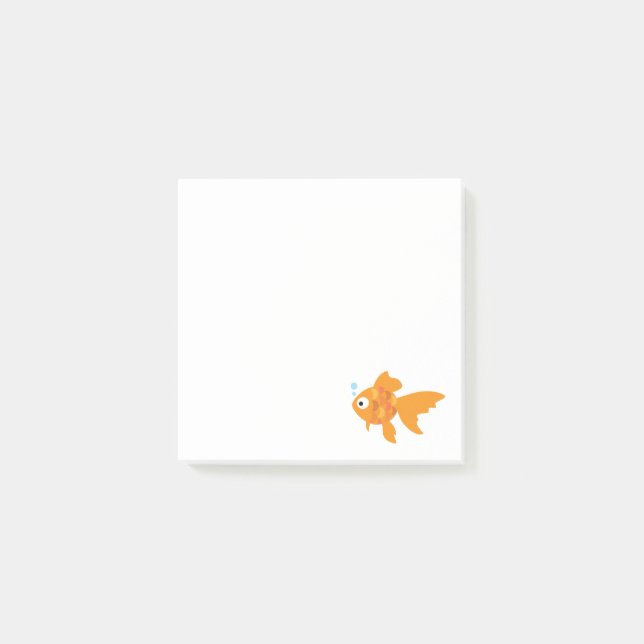 Bloco De Notas Ilustração de Peixe Dourada Amigável (Frente)