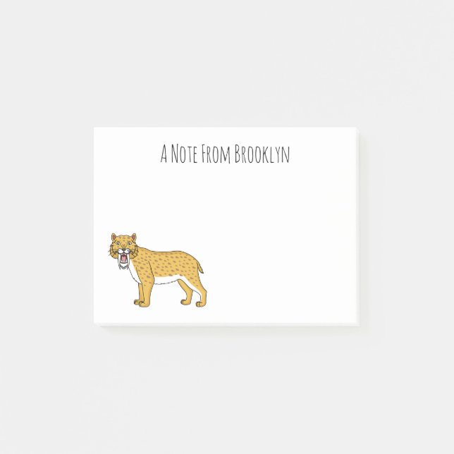 Bloco De Notas Ilustração de tigre com dentes de Saber (Frente)