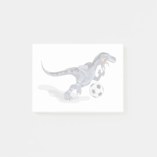 Bloco De Notas Ilustração De Um Dinossauro Raptor Jogando Futebol