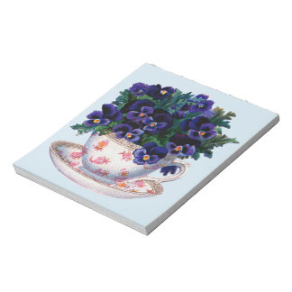 Bloco De Notas Ilustração de Vintagem Clássica de Teacup Floral