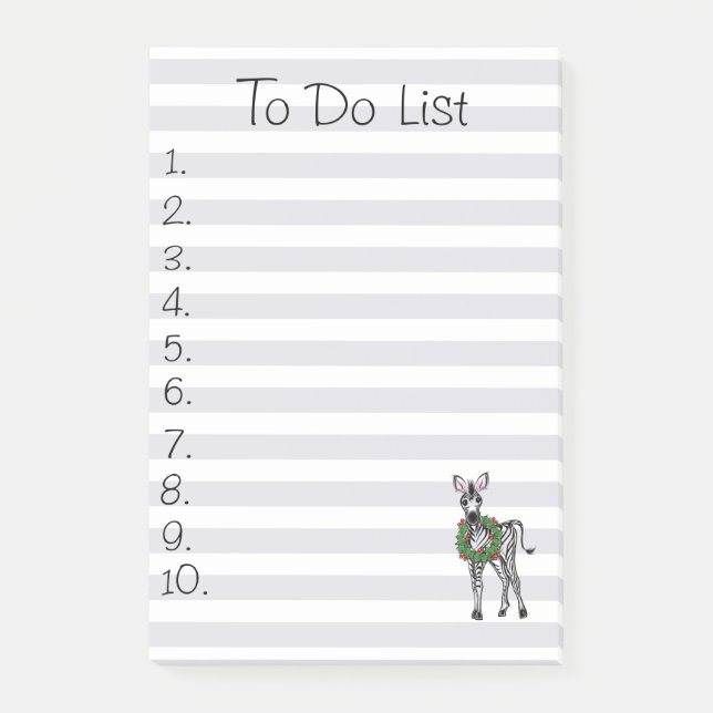 Bloco De Notas Ilustração de Zebra de Férias Festivas, Zebra de F (Frente)
