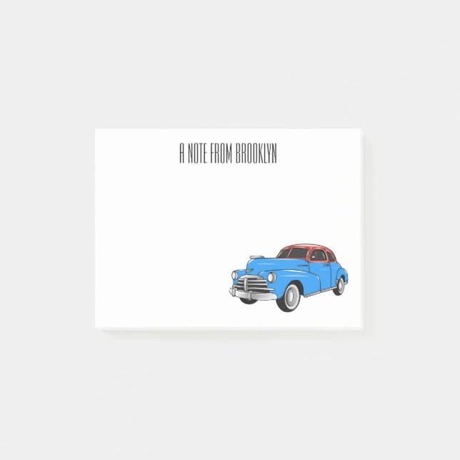 Bloco De Notas Ilustração do desenho animado Classic car 1948 (Frente)