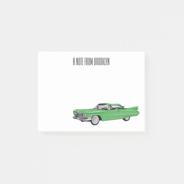 Bloco De Notas Ilustração do desenho animado Classic car 1959 (Frente)