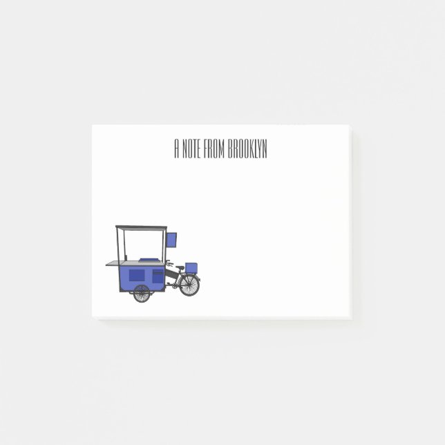 Bloco De Notas ilustração do desenho do carrinho de comida (Frente)