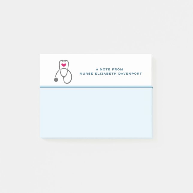 Bloco De Notas Ilustração do estetoscópio de enfermagem de Cinza  (Frente)