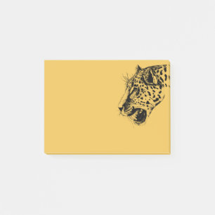 Bloco De Notas Ilustração do Leopardo Desenhado pela Mão Preta