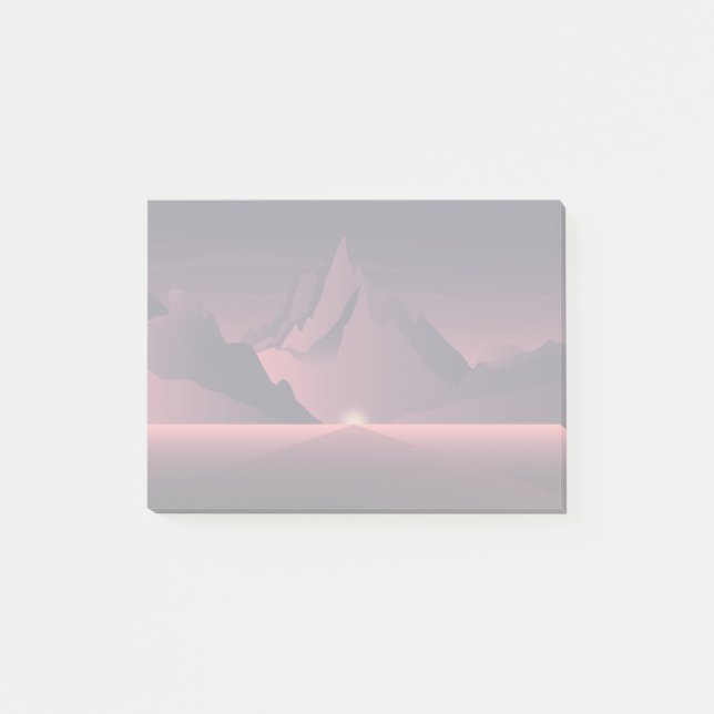Bloco De Notas Ilustração do pôr do sol da montanha (Frente)