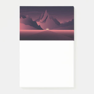 Bloco De Notas Ilustração do pôr do sol da montanha