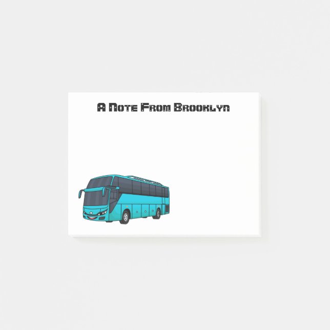 Bloco De Notas Ilustração moderna do desenho animado do ônibus de (Frente)
