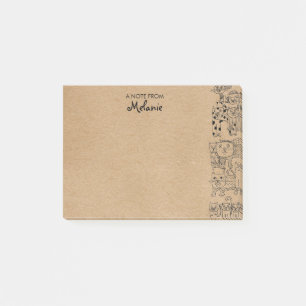Bloco De Notas Ilustração Personalizada de Gatos Rustic Kraft