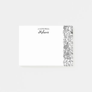 Bloco De Notas Ilustração Personalizada de Pássaros Preto e Branc