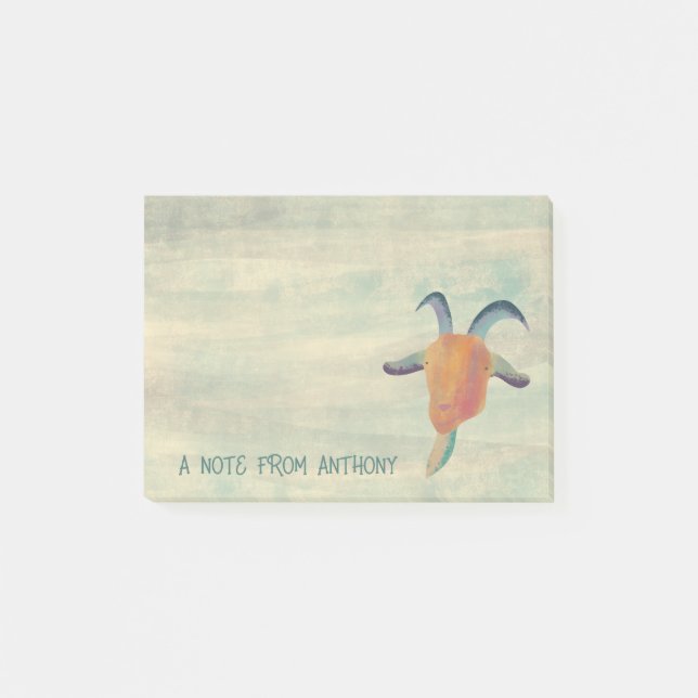 Bloco De Notas Ilustração Pintada Moderna de Caprinos Personaliza (Frente)