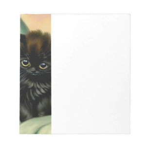 Bloco De Notas Ilustração Vintage Black Kitten