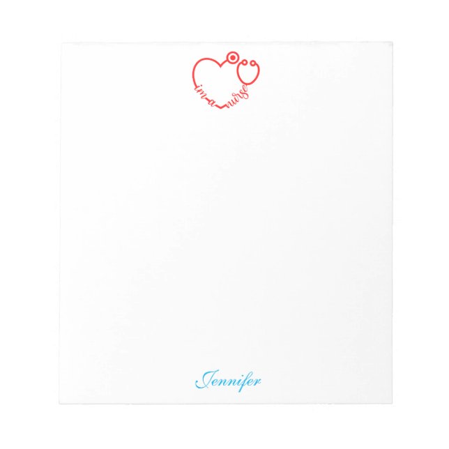 Bloco De Notas I'm A Nurse Stethoscope Heart Personalized Name (Frente)