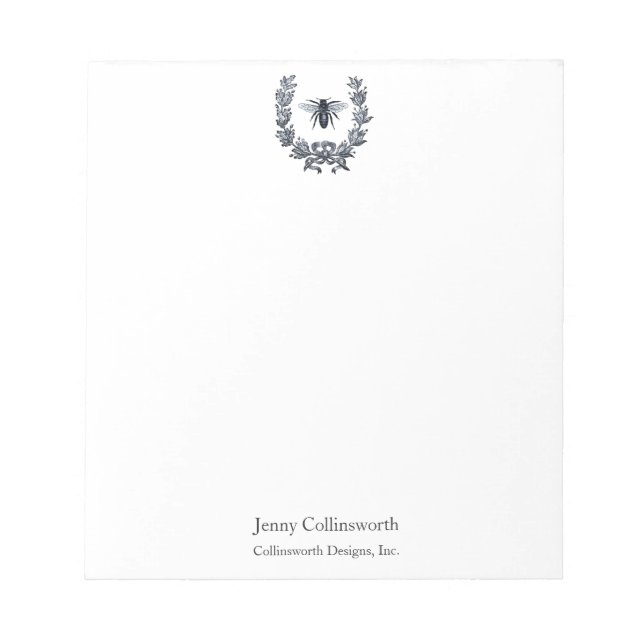 Bloco De Notas Imagem Antiga de Abelha Napoleônica e Grinalda de  (Frente)