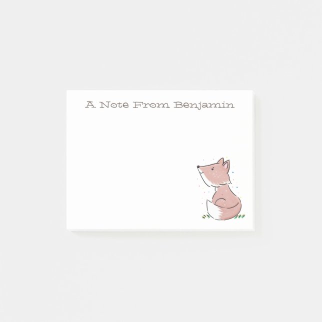 Bloco De Notas Imagem da raposa branca de bébé branca (Frente)