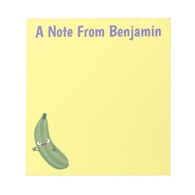 Bloco De Notas Imagem de animação feliz da abobrinha (Frente)