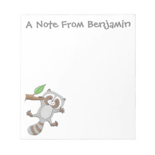 Bloco De Notas Imagem de desenho animado de bebê guaxinim feliz e