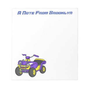 Bloco De Notas Imagem de desenho animado de bicicleta Quad Roxo